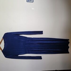 Women's large Zara blue long sleeve midi dress